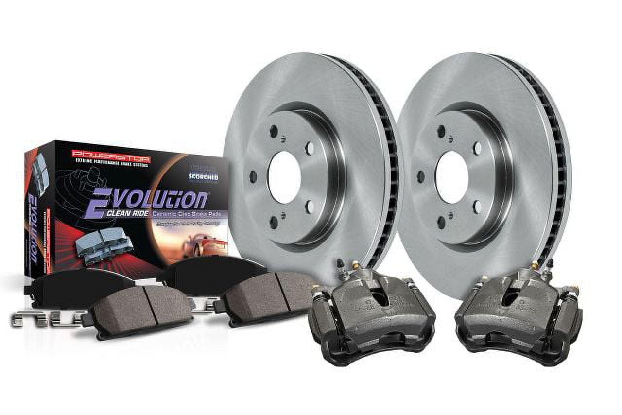 PowerStop Front Stock Replacement Brake Pad and Rotor Kit with Calipers Fits: ACURA Select Models KCOE7214