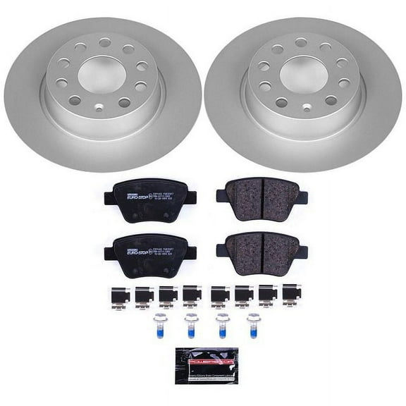 Power Stop Rear Euro-Stop ECE-R90 Certified Brake Pad and Rotor Kit ESK5667 Fits 2014 Volkswagen Jetta
