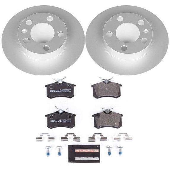Power Stop Rear Euro-Stop ECE-R90 Certified Brake Pad and Rotor Kit ESK847 Fits 2003 Volkswagen Jetta