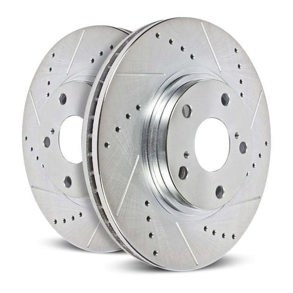 Power Stop Rear Pair of Drilled and Slotted Brake Rotors JBR1726XPR Fits 2016 Mazda MX-5 Miata