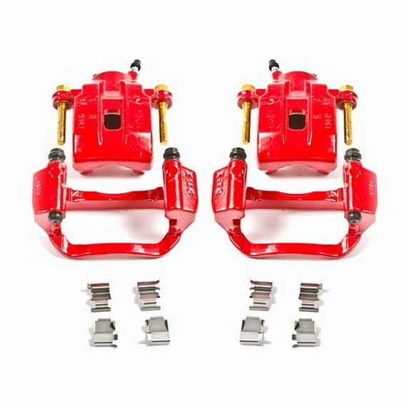 Power Stop Rear Pair of Red Powder Coated Calipers S3276