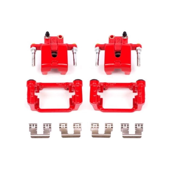 Power Stop Rear Pair of Red Powder Coated Calipers S4970
