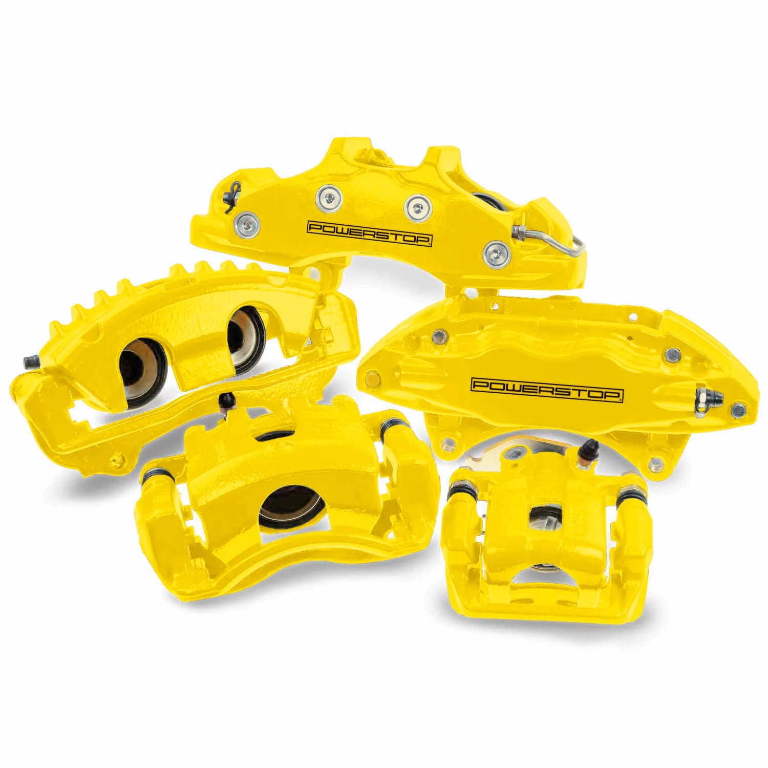 Power Stop Rear Pair of Yellow Powder Coated Calipers S4836YLW
