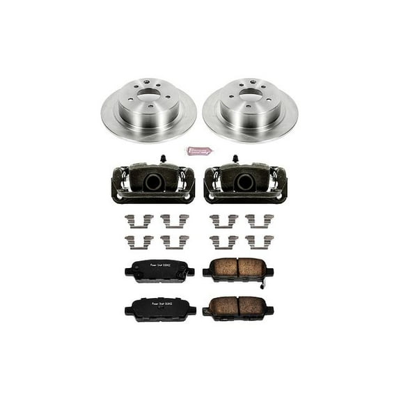 PowerStop Rear Stock Replacement Brake Pad and Rotor Kit with Calipers Fits: NISSAN Select Models KCOE098