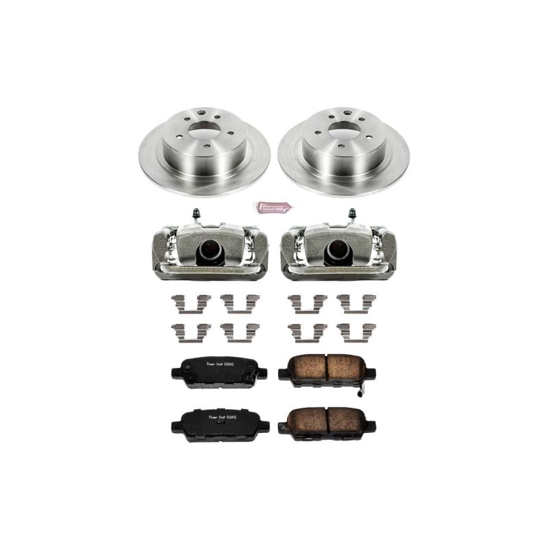 PowerStop Rear Stock Replacement Brake Pad and Rotor Kit with Calipers Fits: NISSAN Select Models KCOE098A