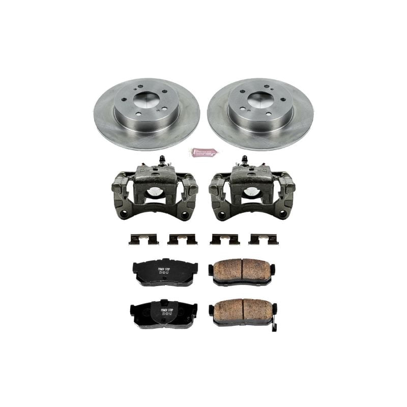 PowerStop Rear Stock Replacement Brake Pad and Rotor Kit with Calipers Fits: INFINITI NISSAN Select Models KCOE1168