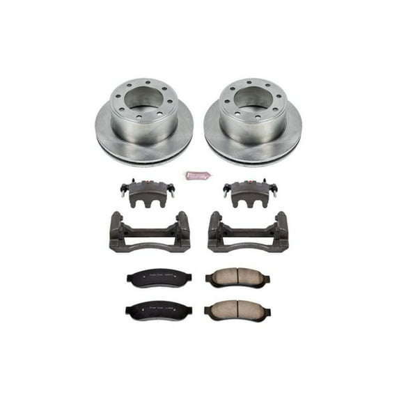 PowerStop Rear Stock Replacement Brake Pad and Rotor Kit with Calipers Fits: FORD Select Models KCOE1798