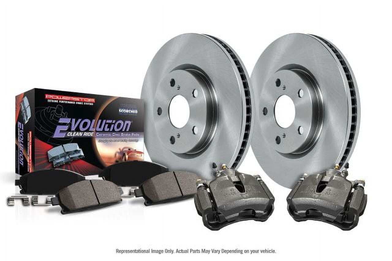 PowerStop Rear Stock Replacement Brake Pad and Rotor Kit with Calipers Fits: FORD Select Models KCOE1799