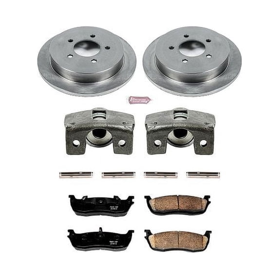 PowerStop Rear Stock Replacement Brake Pad and Rotor Kit with Calipers Fits: FORD LINCOLN Select Models KCOE1913