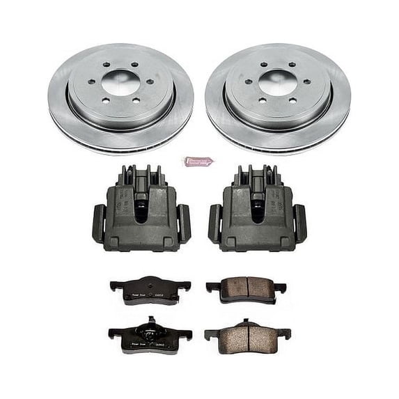 PowerStop Rear Stock Replacement Brake Pad and Rotor Kit with Calipers Fits: FORD LINCOLN Select Models KCOE1935