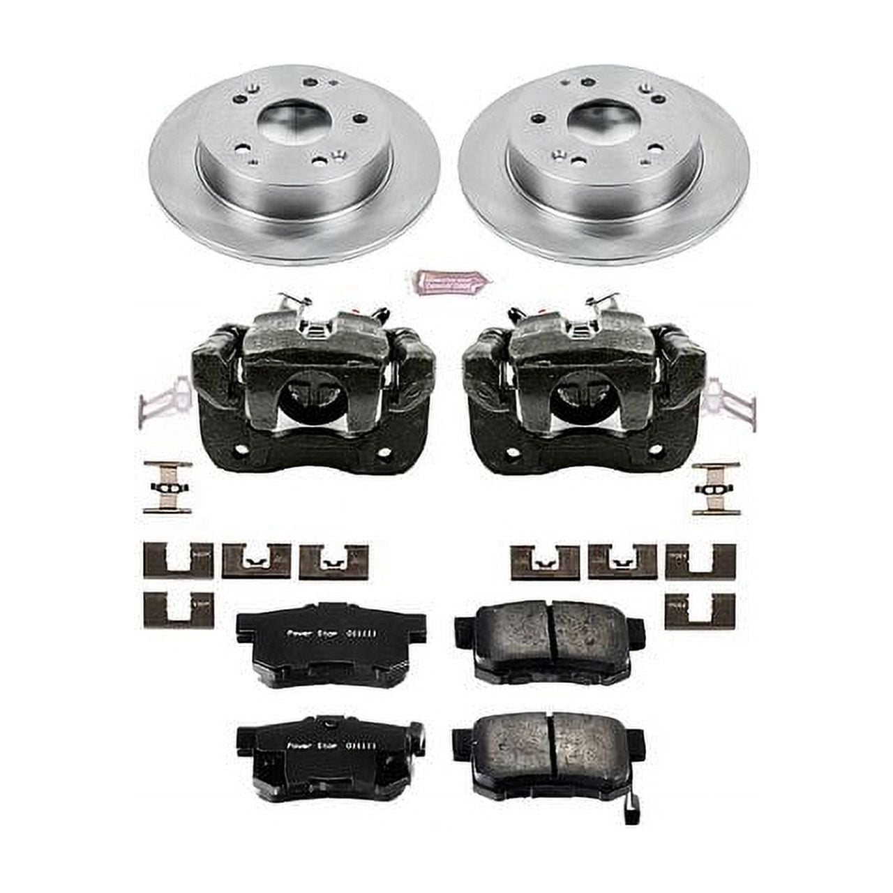 PowerStop Rear Stock Replacement Brake Pad and Rotor Kit with Calipers Fits: HONDA Select Models KCOE2270