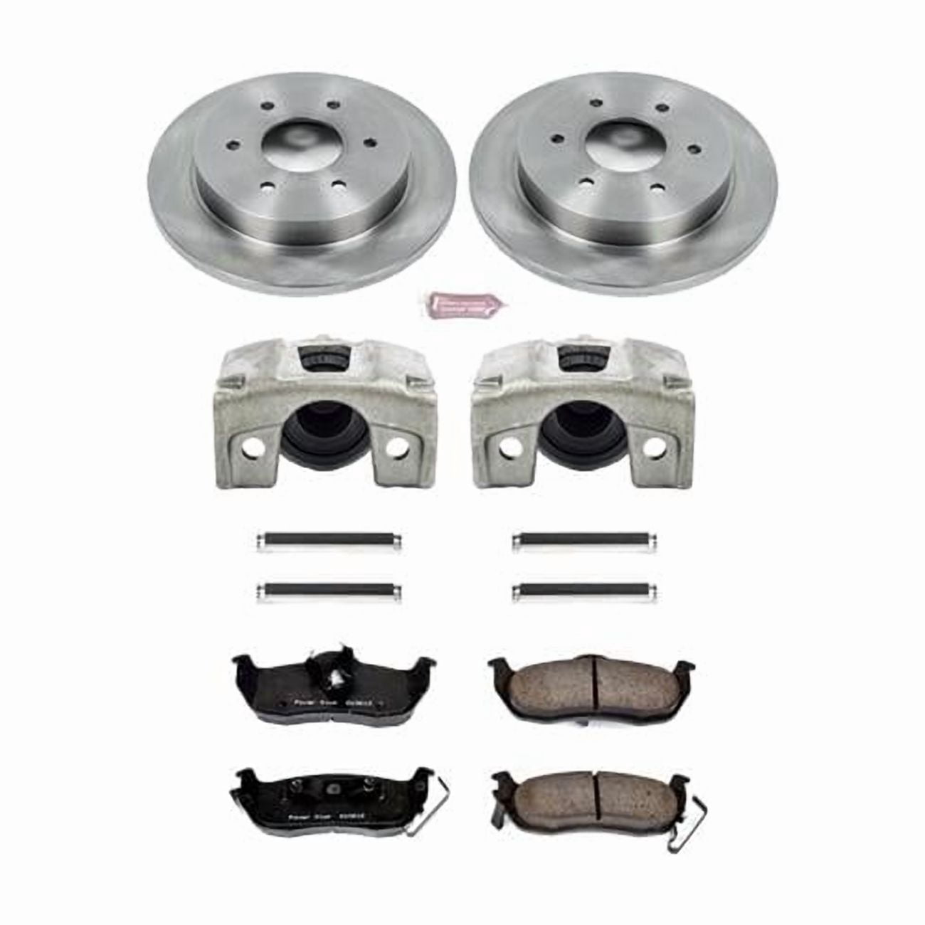 PowerStop Rear Stock Replacement Brake Pad and Rotor Kit with Calipers Fits: INFINITI NISSAN Select Models KCOE2445