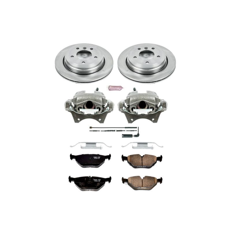 PowerStop Rear Stock Replacement Brake Pad and Rotor Kit with Calipers Fits: BMW Select Models KCOE2970