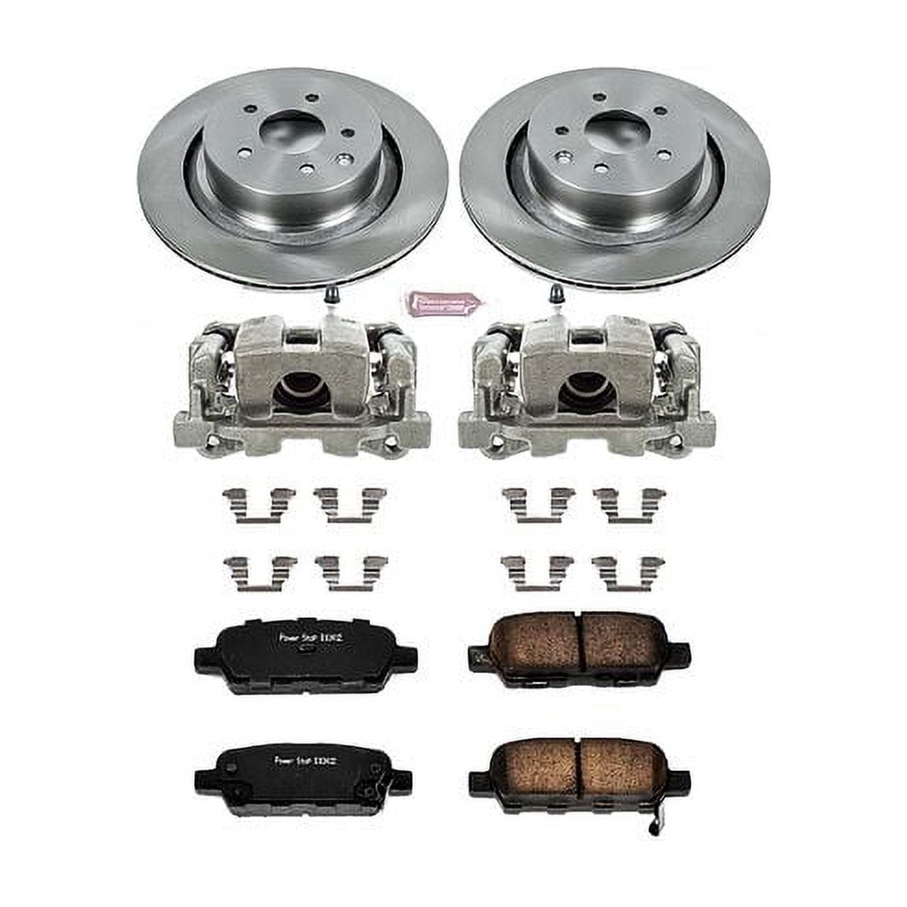 PowerStop Rear Stock Replacement Brake Pad and Rotor Kit with Calipers Fits: INFINITI Select Models KCOE2986