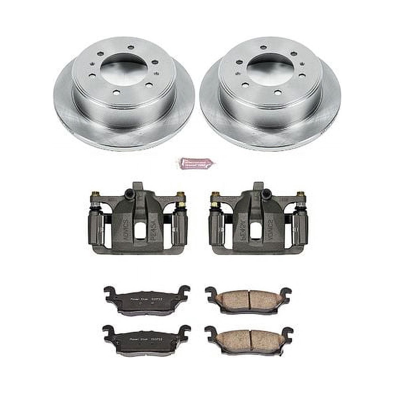 PowerStop Rear Stock Replacement Brake Pad and Rotor Kit with Calipers Fits: HUMMER Select Models KCOE3067