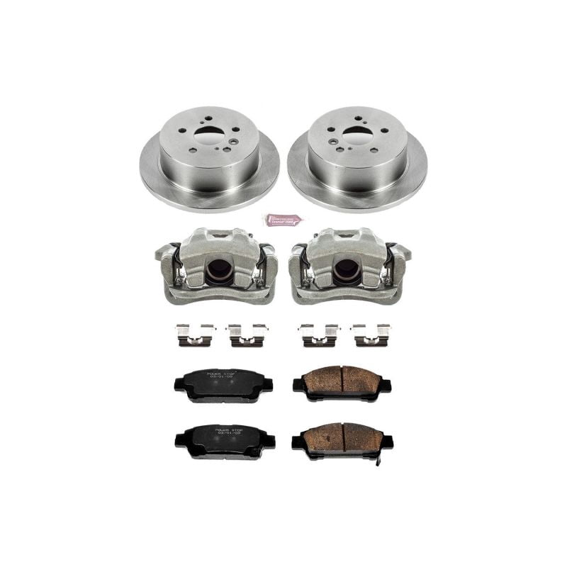 PowerStop Rear Stock Replacement Brake Pad and Rotor Kit with Calipers Fits: TOYOTA Select Models KCOE5498
