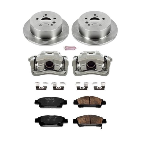 PowerStop Rear Stock Replacement Brake Pad and Rotor Kit with Calipers Fits: TOYOTA Select Models KCOE5498