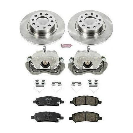 PowerStop Rear Stock Replacement Brake Pad and Rotor Kit with Calipers Fits: DODGE Select Models KCOE6371