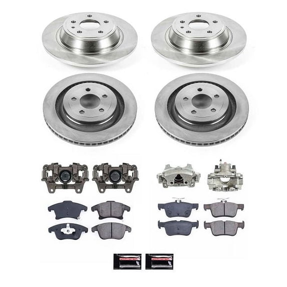 PowerStop Rear Stock Replacement Brake Pad and Rotor Kit with Calipers Fits: FORD LINCOLN Select Models KCOE6817B