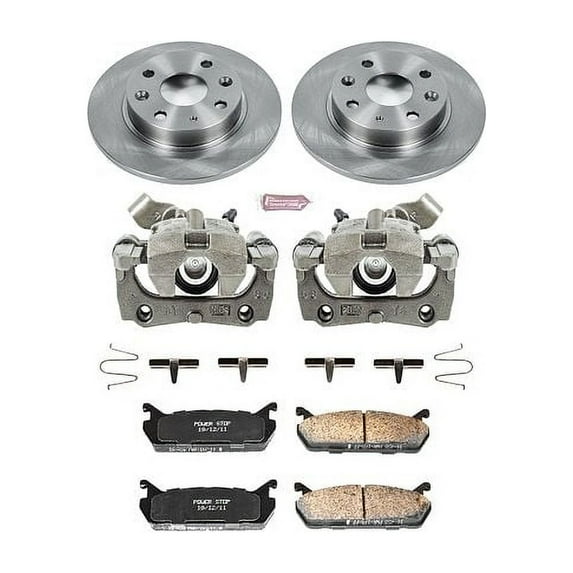 PowerStop Rear Stock Replacement Brake Pad and Rotor Kit with Calipers Fits: MAZDA Select Models KCOE719