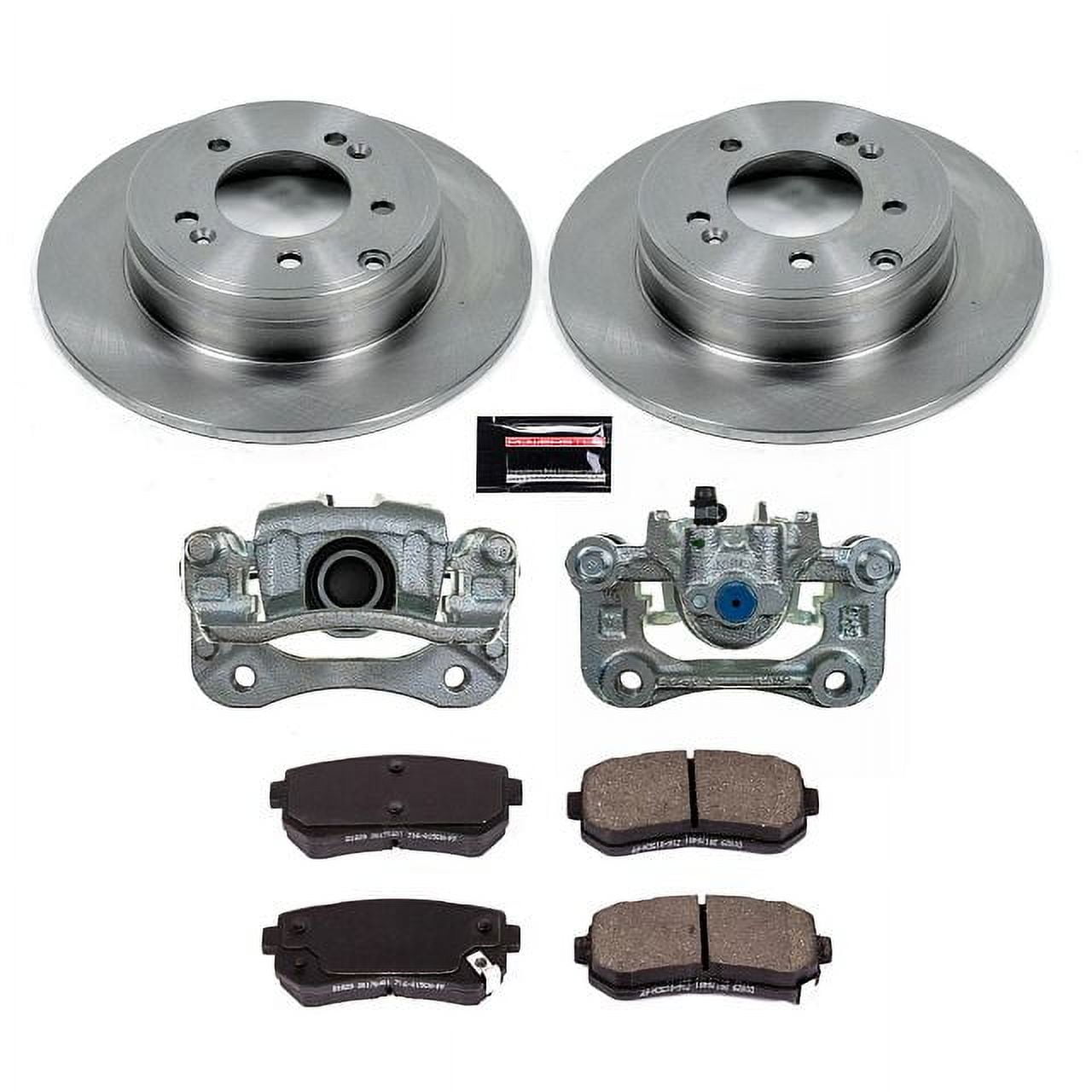 PowerStop Rear Stock Replacement Brake Pad and Rotor Kit with Calipers Fits: HYUNDAI KIA Select Models KCOE7505