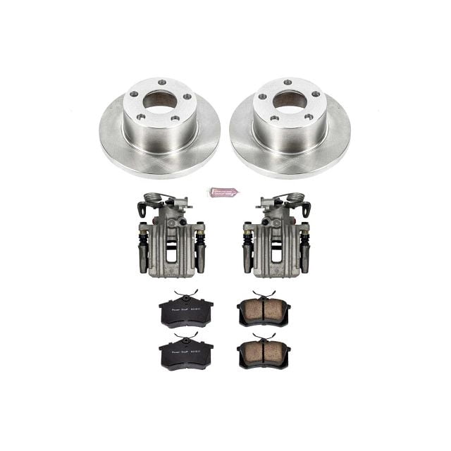 PowerStop Rear Stock Replacement Brake Pad and Rotor Kit with Calipers Fits: AUDI Select Models KCOE849