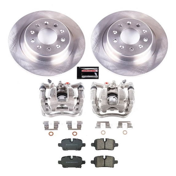 PowerStop Rear Stock Replacement Brake Pad and Rotor Kit with Calipers Fits: CHEVROLET GMC Select Models KCOE8676
