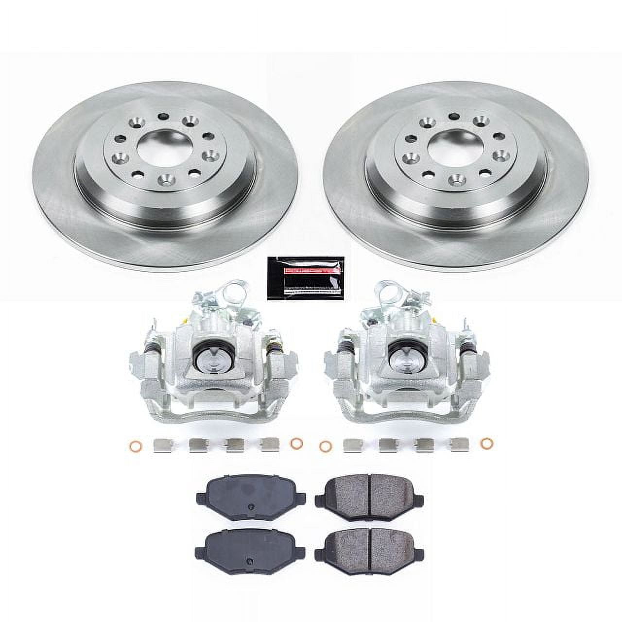 PowerStop Rear Stock Replacement Brake Pad and Rotor Kit with Calipers Fits: FORD LINCOLN Select Models KCOE8846