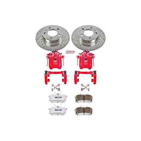 PowerStop Rear Z26 Street Warrior Brake Pad and Rotor Kit with Red Powder Coated Calipers Fits: VOLKSWAGEN Select Models KC847-26