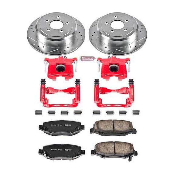 PowerStop Rear Z23 Evolution Sport Brake Pad and Rotor Kit with Red Powder Coated Calipers Fits: DODGE JEEP Select Models KC3046A