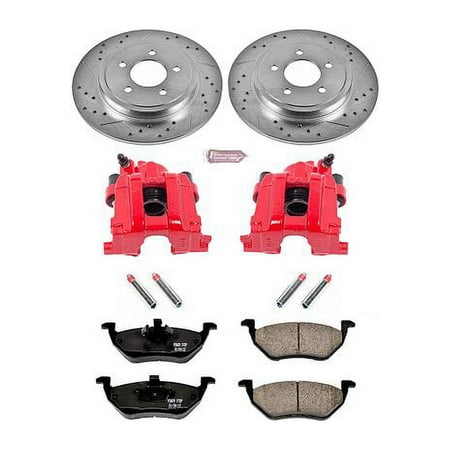 PowerStop Rear Z23 Evolution Sport Brake Pad and Rotor Kit with Red Powder Coated Calipers Fits: FORD MAZDA MERCURY Select Models KC4585