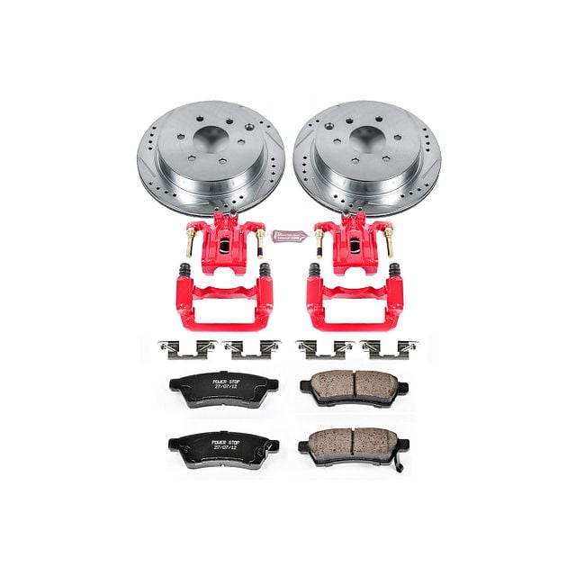 PowerStop Rear Z23 Evolution Sport Brake Pad and Rotor Kit with Red Powder Coated Calipers Fits: NISSAN SUZUKI Select Models KC4621