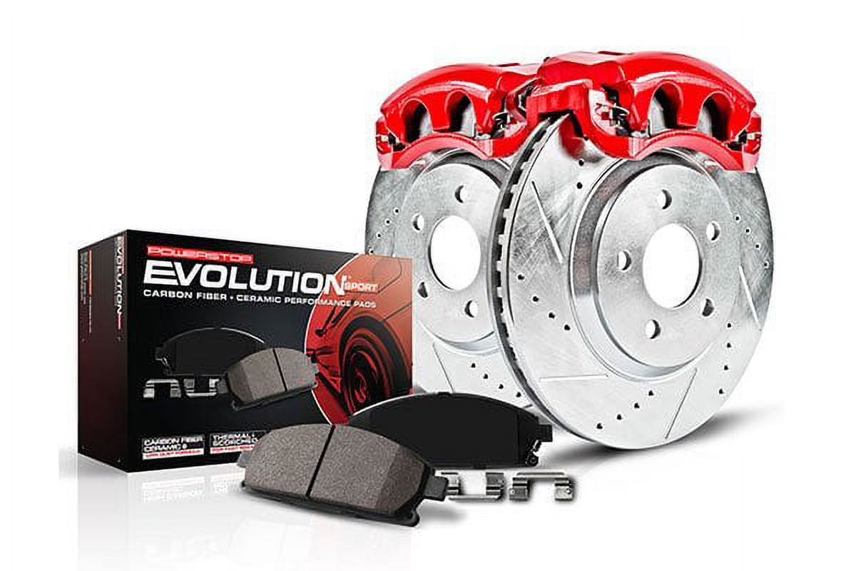 PowerStop Rear Z23 Evolution Sport Brake Pad and Rotor Kit with Red Powder Coated Calipers Fits: HYUNDAI Select Models KC5214A