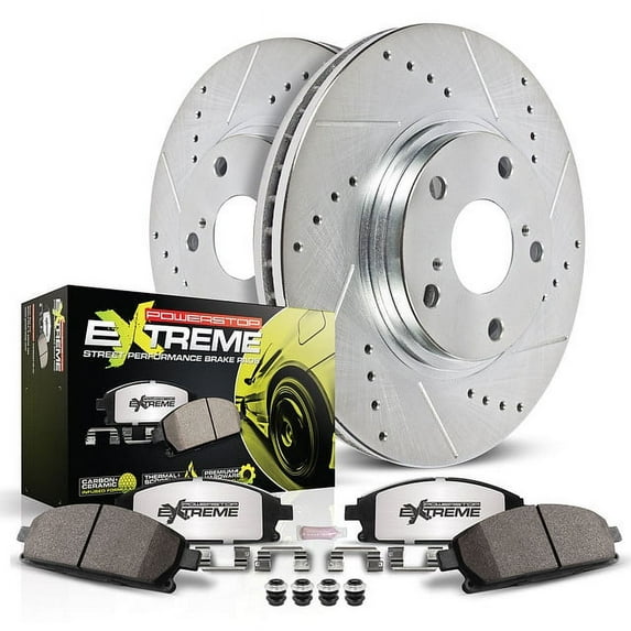 PowerStop Rear Z26 Street Warrior Carbon-Fiber Ceramic Brake Pad and Drilled and Slotted Rotor Kit Fits: FORD LINCOLN MERCURY Select Models K1297-26