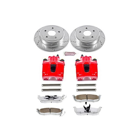 PowerStop Rear Z26 Street Warrior Brake Pad and Rotor Kit with Red Powder Coated Calipers Fits: JEEP Select Models KC2221-26