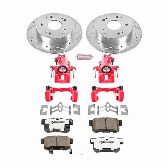 PowerStop Rear Z26 Street Warrior Brake Pad and Rotor Kit with Red Powder Coated Calipers Fits: ACURA HONDA Select Models KC2270A-26