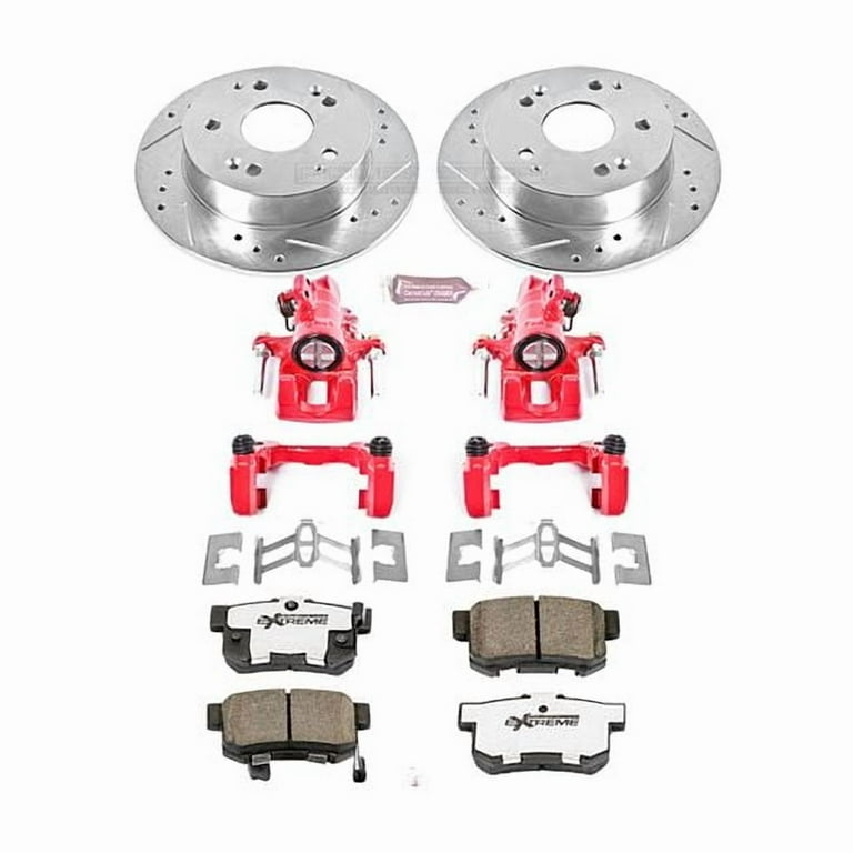 PowerStop Rear Z26 Street Warrior Brake Pad and Rotor Kit with Red