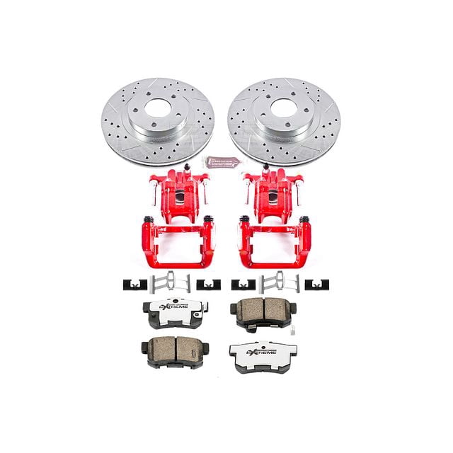 PowerStop Rear Z26 Street Warrior Brake Pad and Rotor Kit with Red Powder Coated Calipers Fits: ACURA Select Models KC2308-26