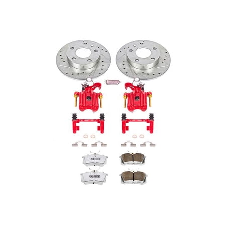 PowerStop Rear Z26 Street Warrior Brake Pad and Rotor Kit with Red Powder Coated Calipers Fits: AUDI Select Models KC3129-26