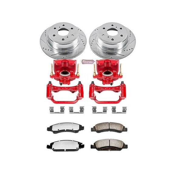 PowerStop Rear Z36 Truck & Tow Brake Pad and Rotor Kit with Red Powder Coated Calipers Fits: CADILLAC CHEVROLET GMC Select Models KC6562-36