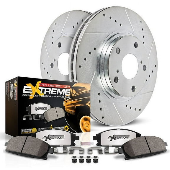 PowerStop Rear Z36 Truck & Tow Carbon-Fiber Ceramic Brake Pad and Drilled and Slotted Rotor Kit Fits: FORD Select Models K6271-36