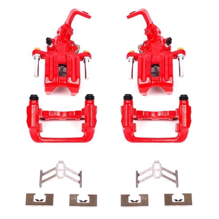 Power Stop Rear Pair of Red Powder Coated Calipers S2730