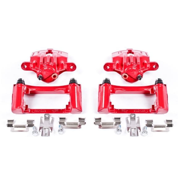Power Stop Rear Pair of Red Powder Coated Calipers S4696