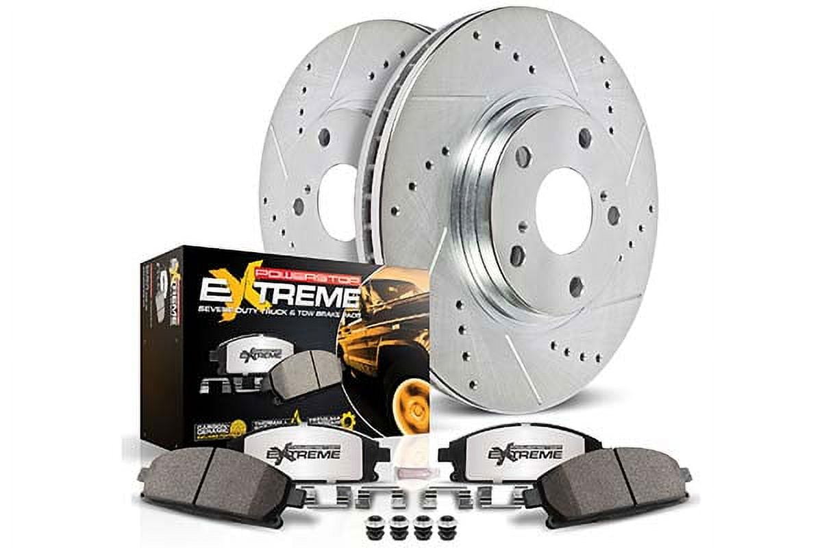 PowerStop Front and Rear Z36 Truck & Tow Carbon-Fiber Ceramic Brake Pad and Drilled and Slotted Rotor Kit Fits: FORD MERCURY Select Models K1443-36