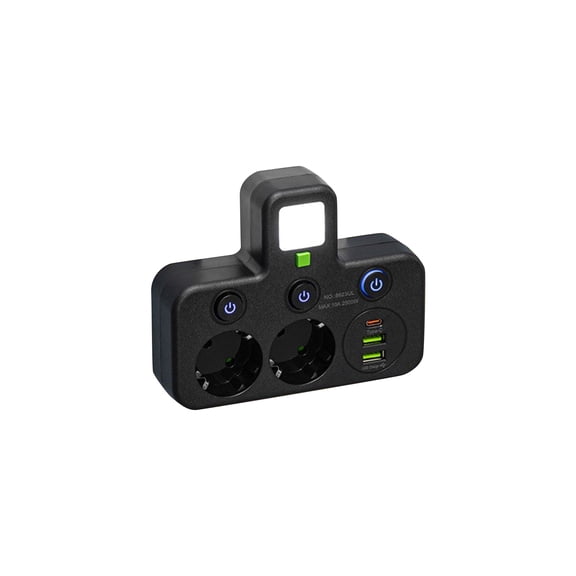 Power Strip With 2 Outlets And Usb Charging Ports, Surge Protection, 2 Switch Control, Black Multi - Plug Adapter For Office Home(Note The Image Shows A 2 - Outlet Power Strip