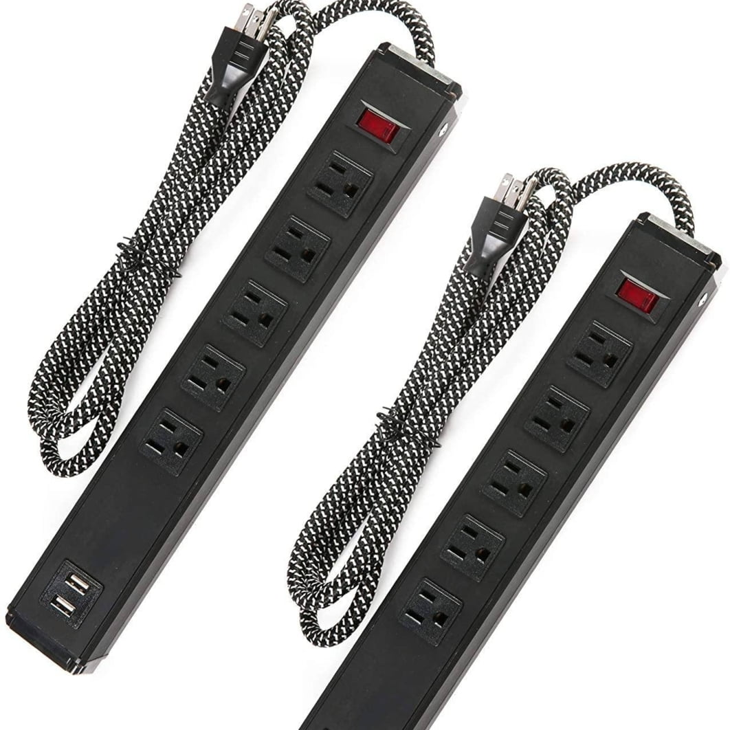 Power Strip 2PCS Surge Protector 5 Outlet with 2 USB Ports 6ft Heavy