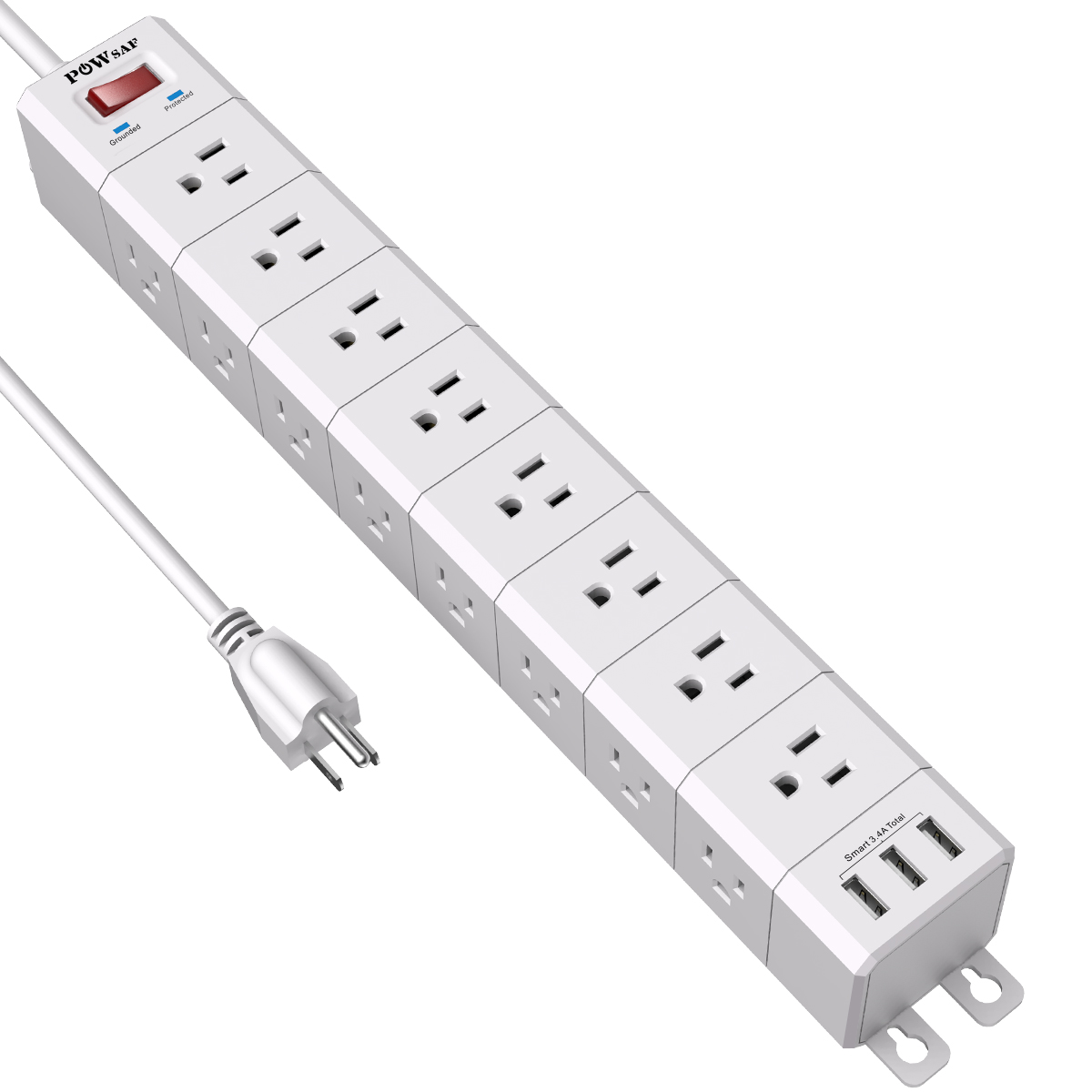 Heavy Duty Power Strip Surge Protector, CRST 2.6 inch Wide Spaced 12