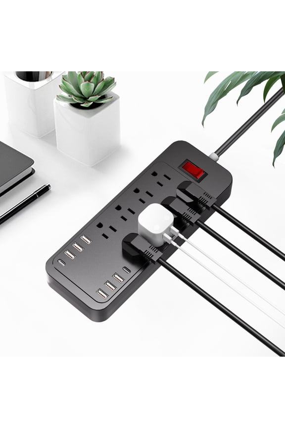 under $5 Power Strip With USB, 2500W Power Strip Surge Protector, 8 Outlet Extension Cord with USB Ports, 6 USB Charging Ports 2 Type C, Overload Protection Power Board