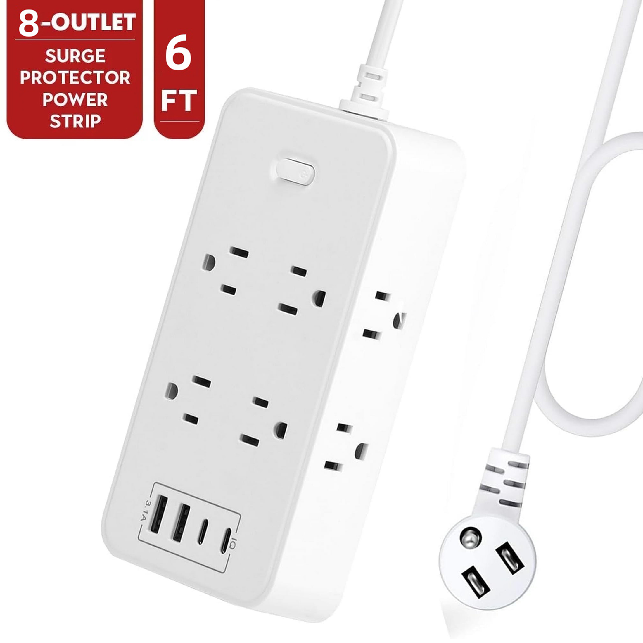 Power Strip,6 ft Surge Protected Power Strip,Multi Plug Outlet Extender ...