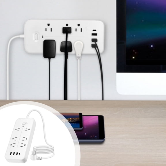 Power Strip 6 Surge Protector, Usupdd 3 USB 1 Type C Charging Station with Overload Protection, 1M Cord Multi Plug Wall Adapter for Office Dorm Home